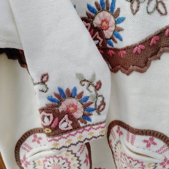 BEAUTIFUL Vintage PARAMOUR Embroidered Sweater FREE SIZE CIRCLE POCKETS - Picture 5 of 8